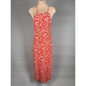 Band of the Free Red White Abstract Print Spaghetti Strap Maxi Dress Size M